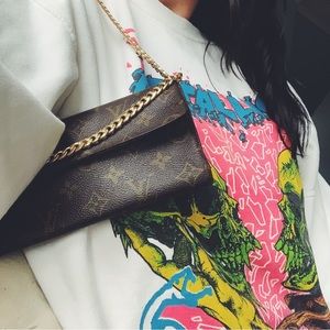 🤎 VINTAGE LOUIS VUITTON LV POCHETTE MONOGRAM WALLET ON CHAIN CROSSBODY BAG